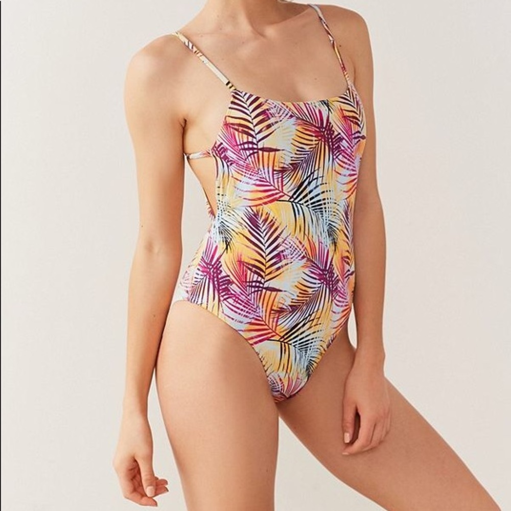 NWT UO Palm Leaf Botanical Strappy Swimsuit - Picture 4 of 6